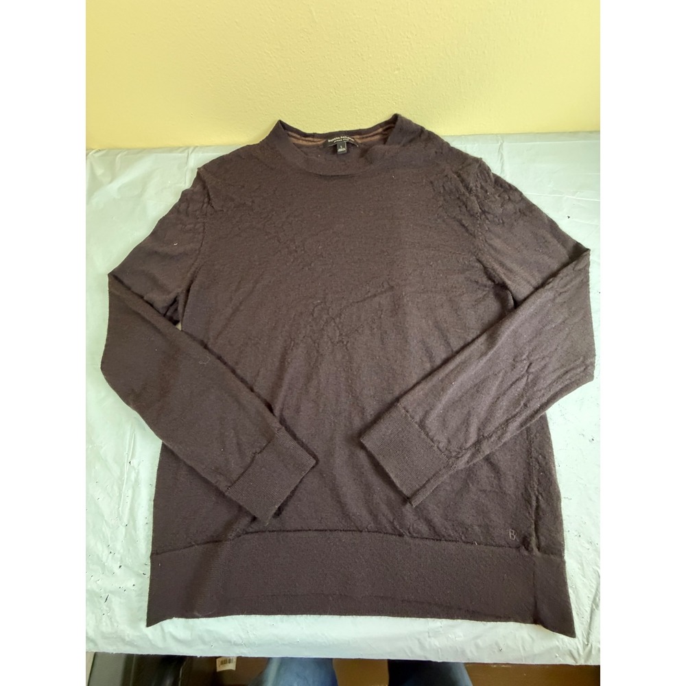 Banana Republic Mens Merino Wool Crewneck Sweater Brown Large Lightweight Knit L